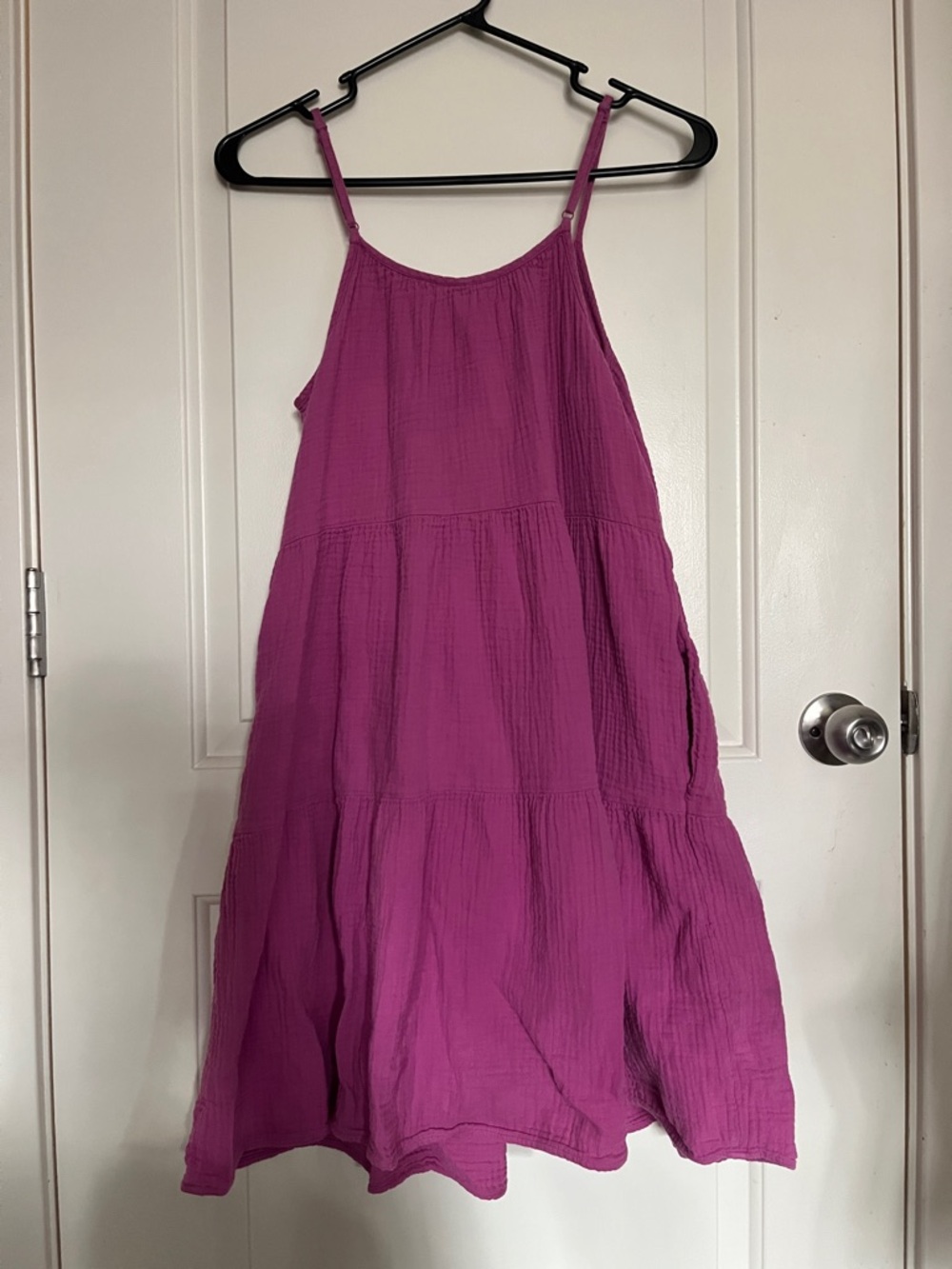 Lightweight Spaghetti Strap Tiered Dress - Fuchsia